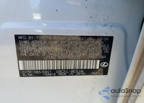 2025 Lexus Is 350 F Sport Design из США, поврежденный, VIN JTHBZ1B28S5083331